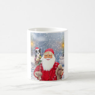 Weihnachtsmann mit Weihnachtsgeschenken Border Col Tasse