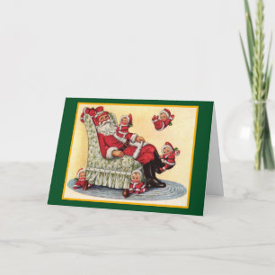 Weihnachtsmann mit Weihnachtskindern - Eine Karte