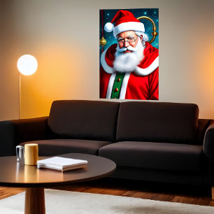 Weihnachtsmann mit weißem Bart und Brille   Art de Poster
