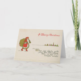 Weihnachtsmann mit Wreath-Weihnachtskarte Feiertagskarte