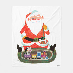 Weihnachtsmann mit Zug Fleecedecke