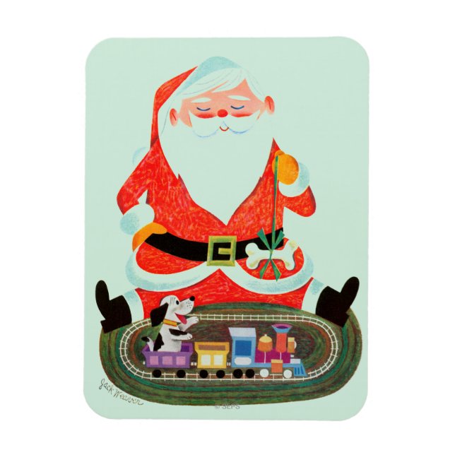 Weihnachtsmann mit Zug Magnet (Vertikal)