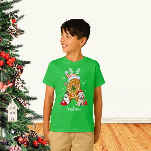 Weihnachtsmann Monogram Gingerbread Letter A Boy T-Shirt