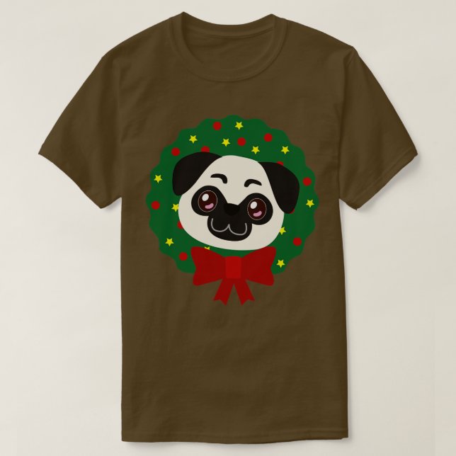 Weihnachtsmann-Mops T-Shirt (Design vorne)