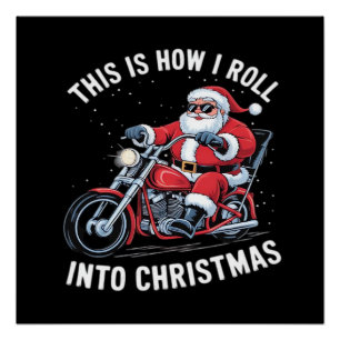 Weihnachtsmann Motorrad Motorbike Weihnachten Esse Poster