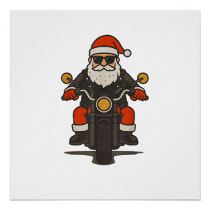 Weihnachtsmann Motorrad Weihnachten Vintage lustig Poster