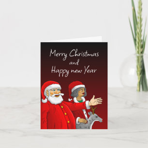 Weihnachtsmann, Mrs. Claus und Rudolph das Rentier Feiertagskarte