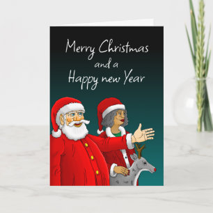 Weihnachtsmann, Mrs. Claus und Rudolph das Rentier Feiertagskarte