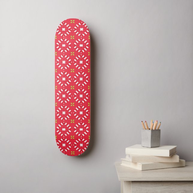 Weihnachtsmann Muster 04 - Skateboard (Wandkunst)