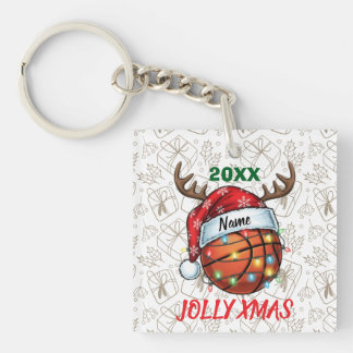 Weihnachtsmann Mütze Basketball Rentiere Weihnacht Schlüsselanhänger