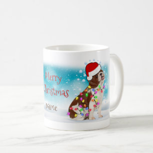 Weihnachtsmann-Mütze Frohe Weihnachten Bulldoggen- Kaffeetasse