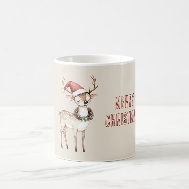 Weihnachtsmann-Mütze Hirsch Kaffeetasse (Mittel)