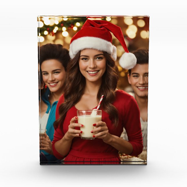 Weihnachtsmann Mützen Mädchen und Junge Foto Block (Vorderseite)