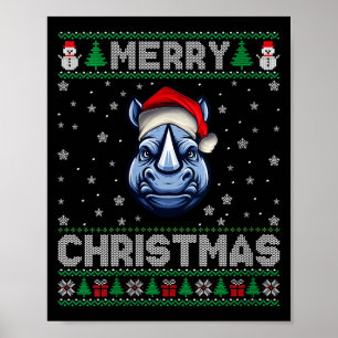 Weihnachtsmann-Mützen-Rhino-Ugly-X für Damen 2025 Poster