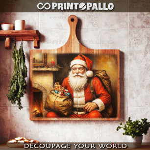 Weihnachtsmann nahe einem Kamin zu Weihnachten Seidenpapier