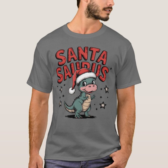 Weihnachtsmann Niedlich Weihnachten Dinosb T-Shirt (Vorderseite)