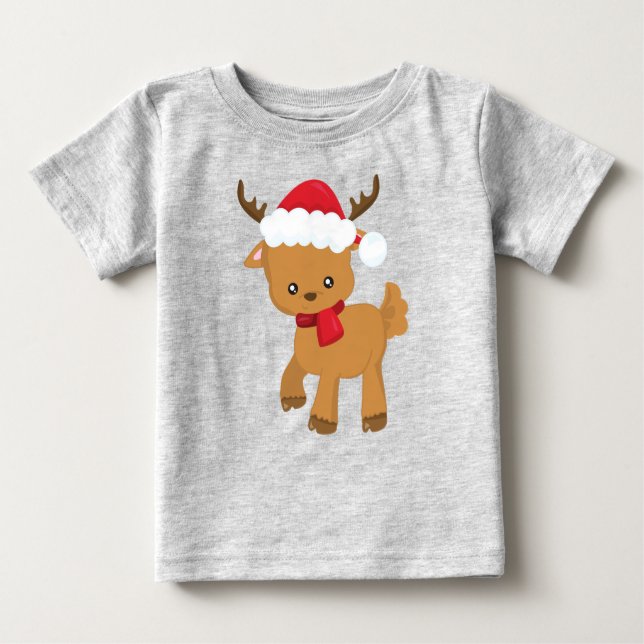 Weihnachtsmann, Niedlicher Rentier, Weihnachtsmann Baby T-shirt (Vorderseite)