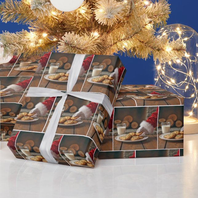 Weihnachtsmann nimmt einen Keks Geschenkpapier (Feiertage)