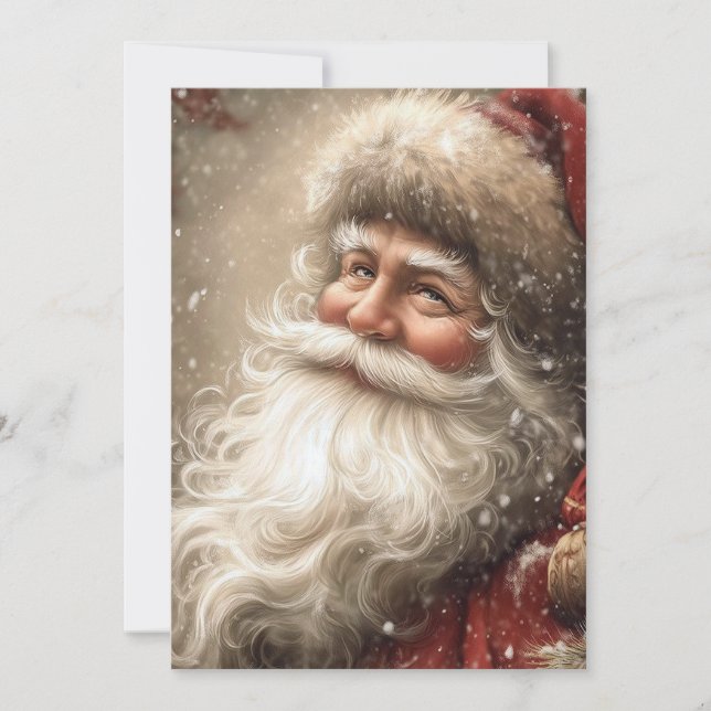 Weihnachtsmann Nostalgisches Weihnachten Flach Karte (Vorderseite)
