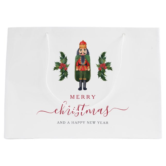 Weihnachtsmann Nussknacker Frohe Weihnachten Große Geschenktüte (Vorderseite)