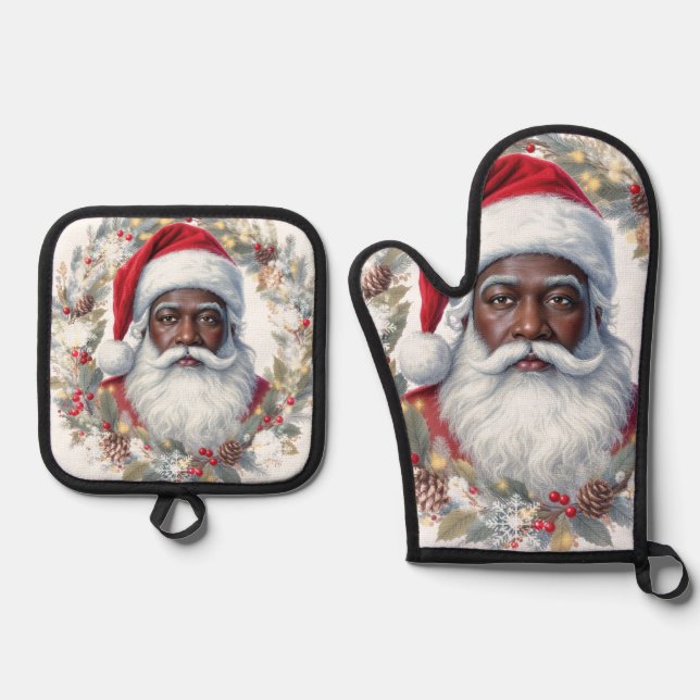 Weihnachtsmann  ofenhandschuh & Topflappen-Set (Vorderseite)