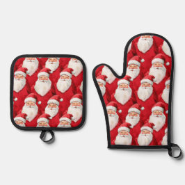 Weihnachtsmann Ofenhandschuh & Topflappen-Set