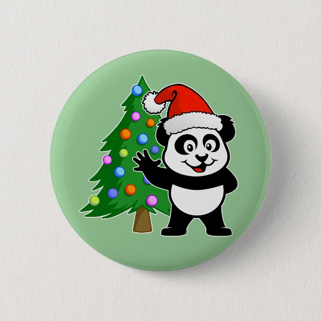 Weihnachtsmann-Panda Button (Vorderseite)