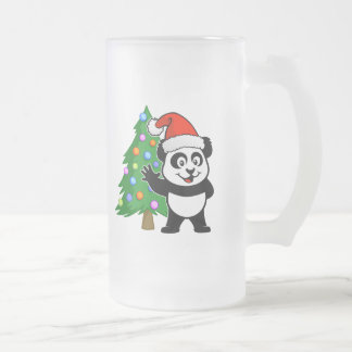 Weihnachtsmann Panda Mattglas Bierglas