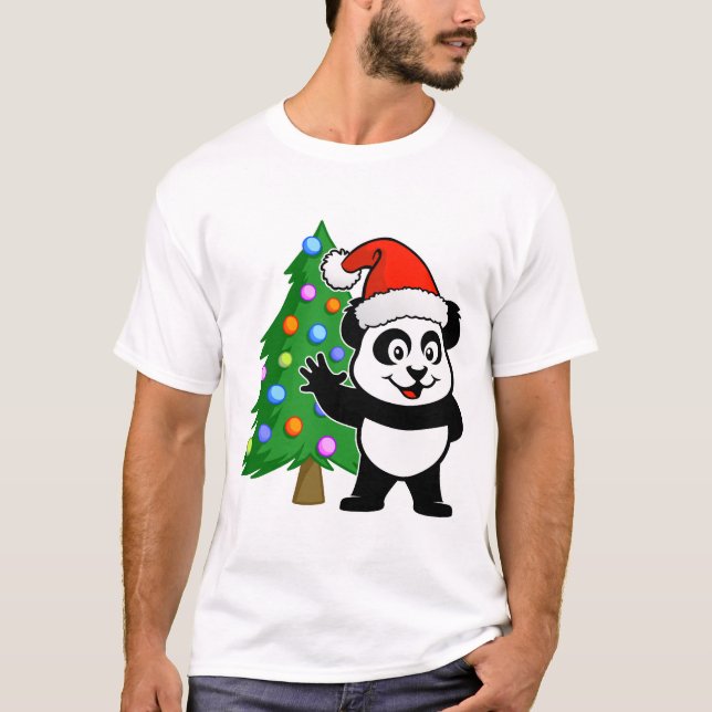 Weihnachtsmann Panda T-Shirt (Vorderseite)