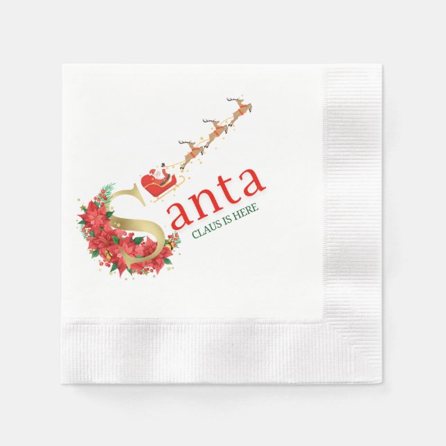 Weihnachtsmann, Papier Cocktail Napkin Serviette (Vorderseite)
