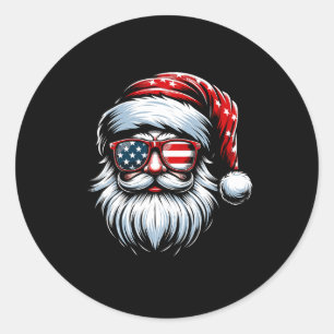 Weihnachtsmann Patriotischer Usa Sonnenbrille Weih Runder Aufkleber