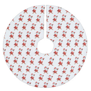 Weihnachtsmann Penguin Weihnachten bereit Polyester Weihnachtsbaumdecke