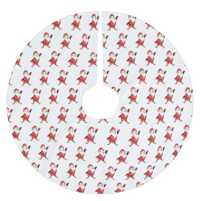 Weihnachtsmann Penguin Weihnachten bereit Polyester Weihnachtsbaumdecke (Vorderseite)