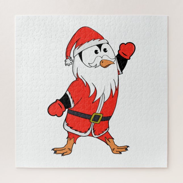Weihnachtsmann Penguin Weihnachten bereit Puzzle (Vertikal)