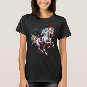 Weihnachtsmann Pferd Weihnachten Kunst Pferdereite T-Shirt