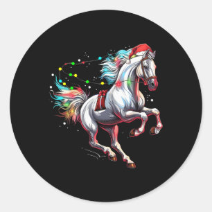 Weihnachtsmann Pferd Weihnachten Kunst Reiten Klei Runder Aufkleber