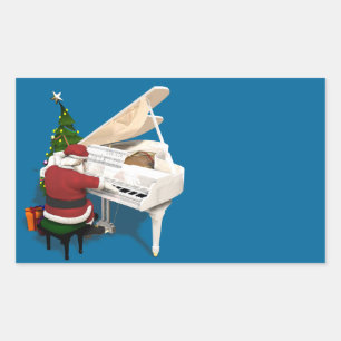 Weihnachtsmann Pianist Rechteckiger Aufkleber