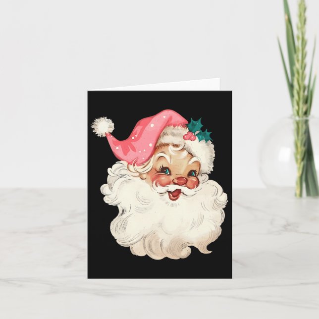 Weihnachtsmann Pink Weihnachtsgesicht Alte Weihnac Karte (Vorderseite)