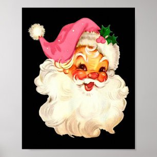 Weihnachtsmann Pink Weihnachtsgesicht Alte Weihnac Poster