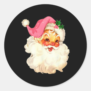 Weihnachtsmann Pink Weihnachtsgesicht Alte Weihnac Runder Aufkleber