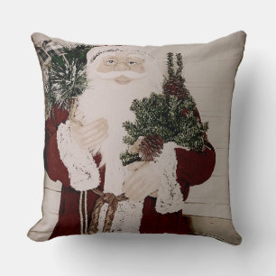 Weihnachtsmann-Porträt im Vintage-Stil Weihnachtsf Kissen