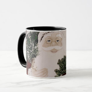 Weihnachtsmann-Porträt im Vintage-Stil Weihnachtsf Tasse