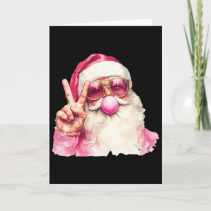 Weihnachtsmann pustet Kaugummi rosa Sonnenbrille C Karte
