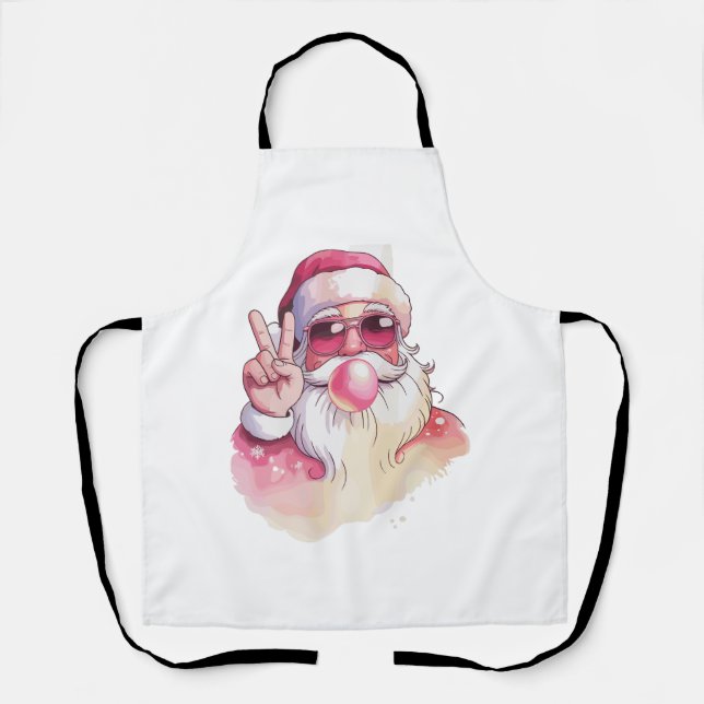 Weihnachtsmann pustet Kaugummi rosa Sonnenbrille  Schürze (Vorderseite)