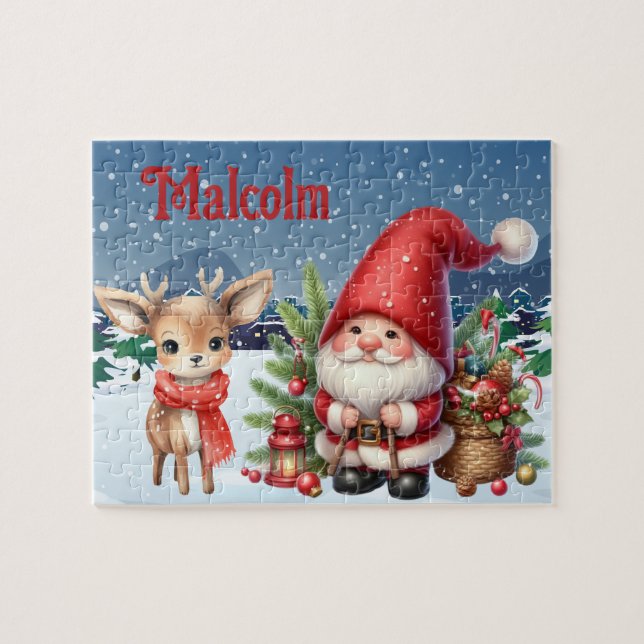 Weihnachtsmann-Puzzle mit individuellem Kindername Puzzle (Horizontal)