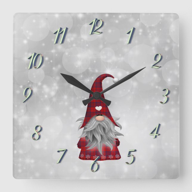 Weihnachtsmann Quadratische Wanduhr (Vorderseite)