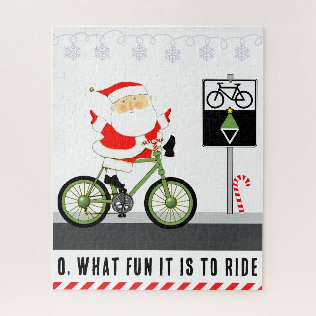 Weihnachtsmann Radfahren Weihnachten Puzzle (Vertikal)