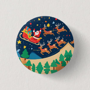 Weihnachtsmann Reindeer kommt in die Stadt Button