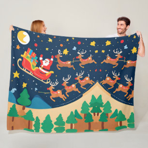 Weihnachtsmann Reindeer kommt in die Stadt Fleecedecke