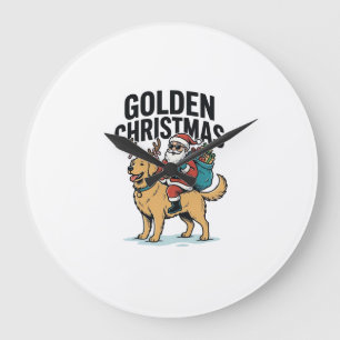 Weihnachtsmann-Reit-Retriever-Shirt Golden Große Wanduhr
